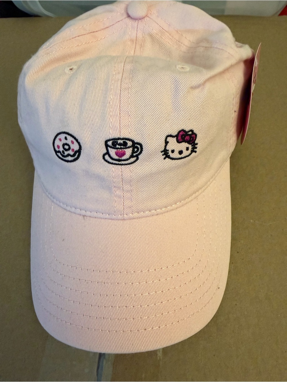 Hello Kitty Light Pink Cap with Donut & Cup Embroidery